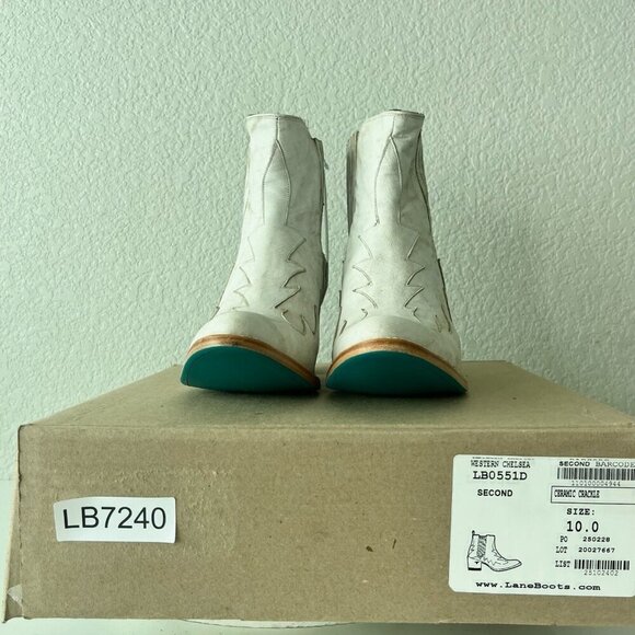 Lane CHELSEA Womens Cowboy Bootie 10 Western White Short Ankle Cowgirl Boots - Picture 10 of 11